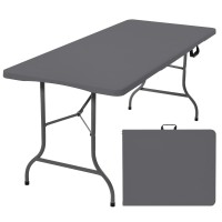 Rainberg 6Ft Heavy Duty Folding Table, Picnic Table, Camping Table, Garden Table, Outdoor Diner, Bbq Table. (Grey)