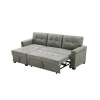 Lilola Home Lucca Fabric Reversible Sectional Sleeper Sofa With Storage Chaise Light Gray