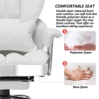 Efomao Office Chair Big High Back Chair Pu Leather Computer Chair Managerial Executive Swivel Chair With Lumbar Support (White)