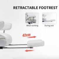 Efomao Office Chair Big High Back Chair Pu Leather Computer Chair Managerial Executive Swivel Chair With Lumbar Support (White)