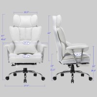 Efomao Office Chair Big High Back Chair Pu Leather Computer Chair Managerial Executive Swivel Chair With Lumbar Support (White)