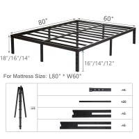 Wulanos Queen Size Bed Frame With Steel Slats Support Sturdy And Durable No Box Spring Needed 16 Inch High 3500Lbs Heavy Duty