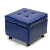 H&B Luxuries Tufted Leather Square Flip Top Storage Ottoman Cube Foot Rest