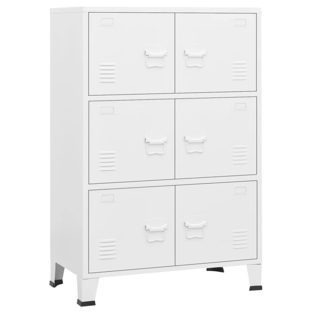 Vidaxl Industrial Storage Chest - Solid Metal Construction, 6-Door Design, White, Durable Organizer With Name Tag Holders & Air Vents - Modern, Stylish & Easy To Clean | Effective Storage Solution