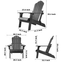 hOmeHua Folding Adirondack Chairs, Outdoor Patio Weather Resistant Chair, Imitation Wood Stripes, Easy to Fold Move & Maintain, Plastic Chair for Backyard Deck, Garden, Fire Pit - Black