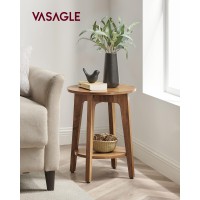 Vasagle Side Table Small Round End Table With Lower Shelf Nightstand For Small Spaces Living Room Bedroom Rustic Walnut Ule