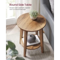 Vasagle Side Table Small Round End Table With Lower Shelf Nightstand For Small Spaces Living Room Bedroom Rustic Walnut Ule