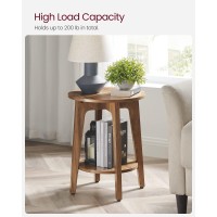 Vasagle Side Table Small Round End Table With Lower Shelf Nightstand For Small Spaces Living Room Bedroom Rustic Walnut Ule