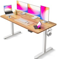 Fezibo Electric Standing Desk, 63 X 24 Inches Height Adjustable Stand Up Desk, Sit Stand Home Office Desk, Computer Desk, Light Rustic