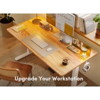 Fezibo Electric Standing Desk, 63 X 24 Inches Height Adjustable Stand Up Desk, Sit Stand Home Office Desk, Computer Desk, Light Rustic