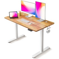 Fezibo Electric Standing Desk, 48 X 24 Inches Height Adjustable Stand Up Desk, Sit Stand Home Office Desk, Computer Desk, Light Rustic