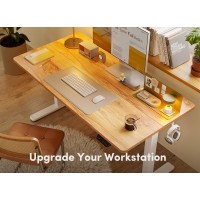 Fezibo Electric Standing Desk, 55 X 24 Inches Height Adjustable Stand Up Desk, Sit Stand Home Office Desk, Computer Desk, Light Rustic
