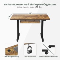 Fezibo Standing Desk With Keyboard Tray, 48 ? 24 Inches Electric Height Adjustable Desk, Sit Stand Up Desk, Computer Office Desk, Rustic Brown