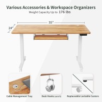 Fezibo Standing Desk With Keyboard Tray, 55 ? 24 Inches Electric Height Adjustable Desk, Sit Stand Up Desk, Computer Office Desk, Light Rustic