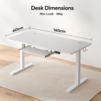 Fezibo Standing Desk With Keyboard Tray, 55 ? 24 Inches Electric Height Adjustable Desk, Sit Stand Up Desk, Computer Office Desk, White