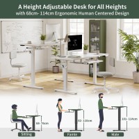 Fezibo Standing Desk With Keyboard Tray, 55 ? 24 Inches Electric Height Adjustable Desk, Sit Stand Up Desk, Computer Office Desk, White