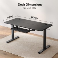 Fezibo Standing Desk With Keyboard Tray, 55 ? 24 Inches Electric Height Adjustable Desk, Sit Stand Up Desk, Computer Office Desk, Black