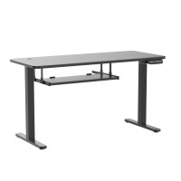 Fezibo Standing Desk With Keyboard Tray, 55 ? 24 Inches Electric Height Adjustable Desk, Sit Stand Up Desk, Computer Office Desk, Black