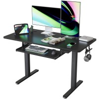 Fezibo Standing Desk With Keyboard Tray, 48 ? 24 Inches Electric Height Adjustable Desk, Sit Stand Up Desk, Computer Office Desk, Black