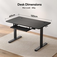 Fezibo Standing Desk With Keyboard Tray, 48 ? 24 Inches Electric Height Adjustable Desk, Sit Stand Up Desk, Computer Office Desk, Black