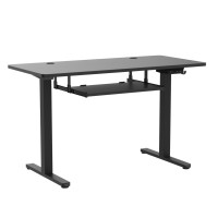 Fezibo Standing Desk With Keyboard Tray, 48 ? 24 Inches Electric Height Adjustable Desk, Sit Stand Up Desk, Computer Office Desk, Black