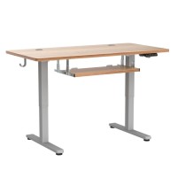 Fezibo Standing Desk With Keyboard Tray, 48 ? 24 Inches Electric Height Adjustable Desk, Sit Stand Up Desk, Computer Office Desk, Light Rustic