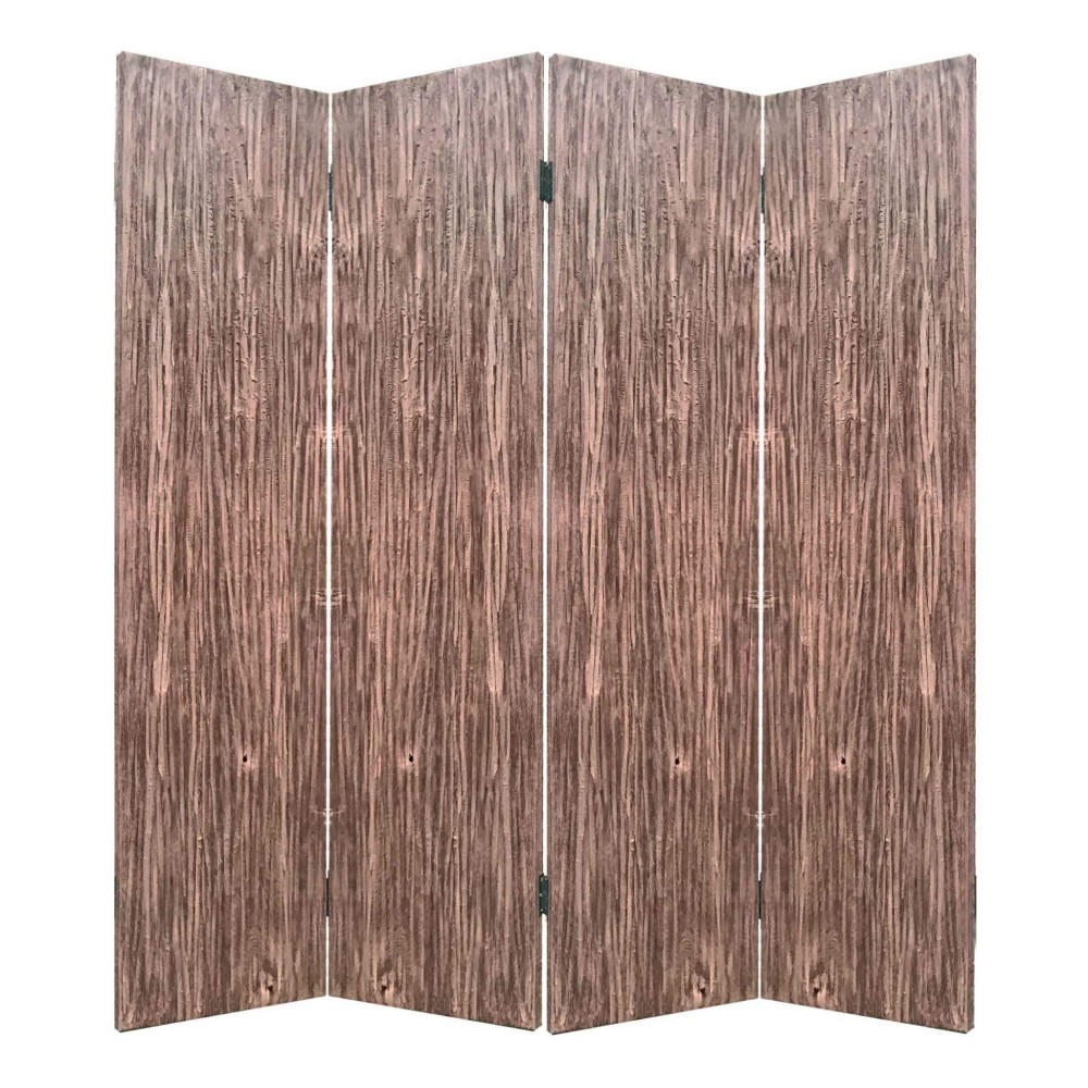 Homeroots 84 X 2 X 84 Brown 4 Panel Wood Woodland - Screen Room Divider