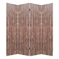 Homeroots 84 X 2 X 84 Brown 4 Panel Wood Woodland - Screen Room Divider