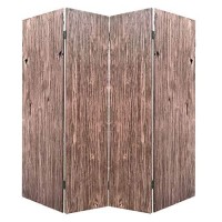 Homeroots 84 X 2 X 84 Brown 4 Panel Wood Woodland - Screen Room Divider