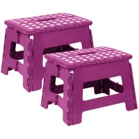 Utopia Home Folding Step Stool - (Pack Of 2) Foot Stool With 9 Inch Height - Holds Up To 300 Lbs - Lightweight Plastic Foldable Step Stool For Kids, Kitchen, Bathroom & Living Room (Purple)