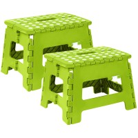 Utopia Home Folding Step Stool - (Pack Of 2) Foot Stool With 9 Inch Height - Holds Up To 300 Lbs - Lightweight Plastic Foldable Step Stool For Kids, Kitchen, Bathroom & Living Room (Green)