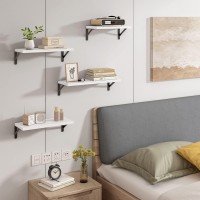 Ygeomer Floating Shelves For Wall White Wall Shelves Different Sizes Wall Mounted Wood Shelf For Living Room Bathroom Bedroo