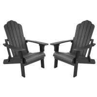 Homehua Folding Adirondack Chairs Set Of 2 Outdoor Patio Weather Resistant Chair Imitation Wood Stripes Easy To Fold Move M