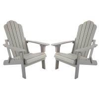 Homehua Folding Adirondack Chairs Set Of 2 Outdoor Patio Weather Resistant Chair Imitation Wood Stripes Easy To Fold Move M