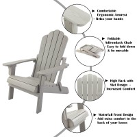 Homehua Folding Adirondack Chairs Set Of 2 Outdoor Patio Weather Resistant Chair Imitation Wood Stripes Easy To Fold Move M