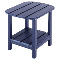 Lzrs Double Adirondack Side Table, Outdoor Side Tables, End Tables For Patio, Backyard,Pool, Indoor Companion, Easy Maintenance & Weather Resistant (Navy Blue)