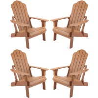 Folding Adirondack Chairs Set Of 4 Outdoor Patio Weather Resistant Chair Imitation Wood Stripes Easy To Fold Move Maintain