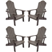 Folding Adirondack Chairs Set Of 4 Outdoor Patio Weather Resistant Chair Imitation Wood Stripes Easy To Fold Move Maintain