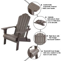 Folding Adirondack Chairs Set Of 4 Outdoor Patio Weather Resistant Chair Imitation Wood Stripes Easy To Fold Move Maintain