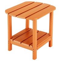 Lzrs Double Adirondack Side Table, Outdoor Side Tables, End Tables For Patio, Backyard,Pool, Indoor Companion, Easy Maintenance & Weather Resistant(Orange)