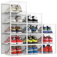 Pinkpum Xxl Larger Shoe Storage Boxes Fit Size 14 Clear Plastic Stackable Shoe Organizer 12 Pack Sneaker Storage For Sneakerhea