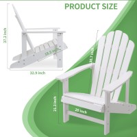 Efurden Adirondack Chair Set Of 2, Polystyrene, Weather Resistant & Durable Fire Pits Chair For Lawn And Garden, 350 Lbs Load Capacity With Easy Assembly (White, 2 Pcs)