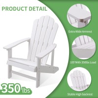 Efurden Adirondack Chair Set Of 2, Polystyrene, Weather Resistant & Durable Fire Pits Chair For Lawn And Garden, 350 Lbs Load Capacity With Easy Assembly (White, 2 Pcs)