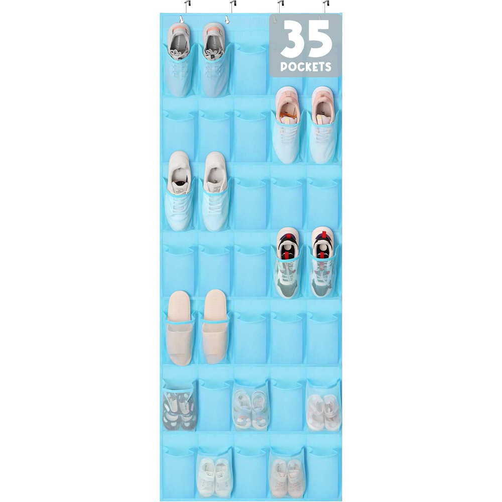 Tiblue Over The Door Shoe Organizer Blue 35 Pockets 89 X 47 In