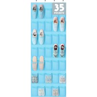 Tiblue Over The Door Shoe Organizer Blue 35 Pockets 89 X 47 In