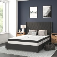 Riverdale Full Size Tufted Upholstered Platform Bed in Black Fabric with 10 Inch CertiPURUS Certified Pocket Spring Mattress