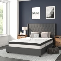 Riverdale Full Size Tufted Upholstered Platform Bed in Dark Gray Fabric with 10 Inch CertiPURUS Certified Pocket Spring Mattres