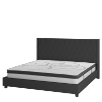 Riverdale King Size Tufted Upholstered Platform Bed in Black Fabric with 10 Inch CertiPURUS Certified Pocket Spring Mattress