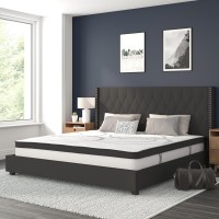 Riverdale King Size Tufted Upholstered Platform Bed in Black Fabric with 10 Inch CertiPURUS Certified Pocket Spring Mattress