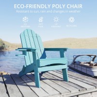 Lue Bona Folding Adirondack Chair Set Of 5 Blue Turquoise Hdps Fire Pit Patio Chairs Weather Resistant Modern Plastic Outdoor